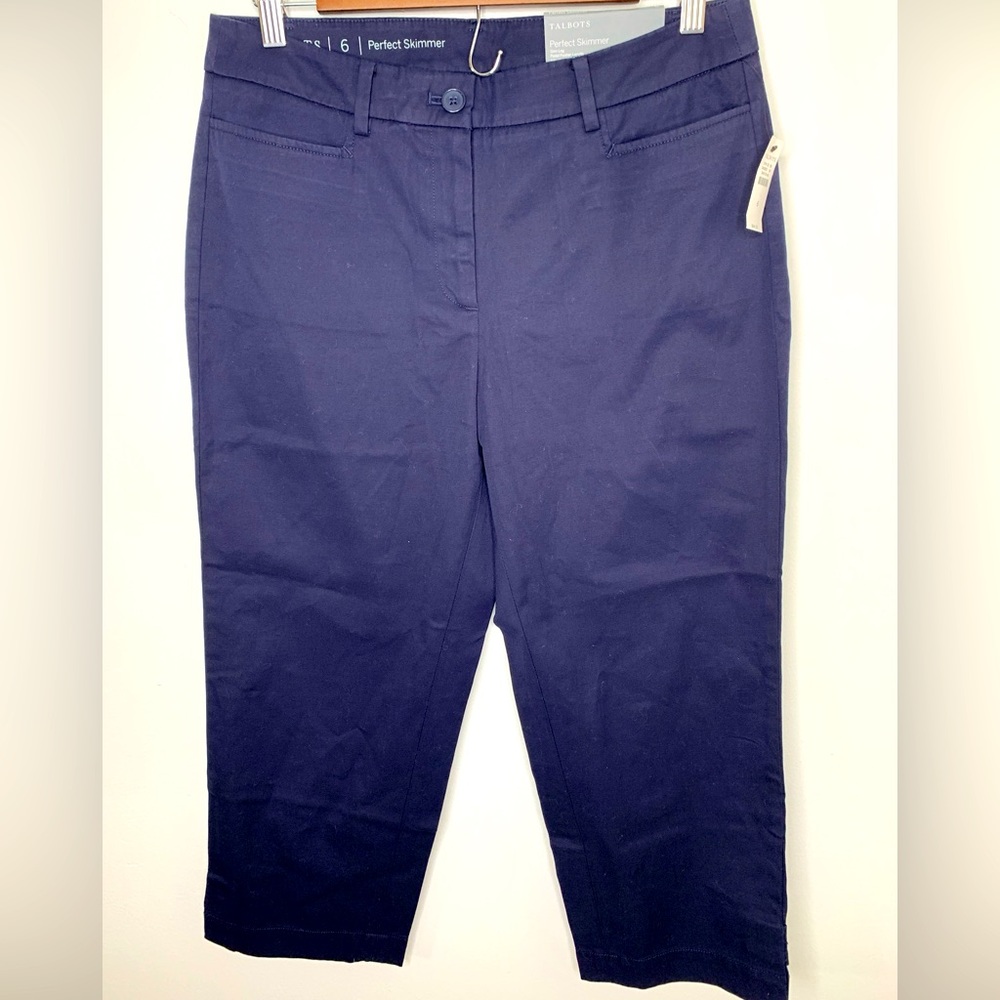 Talbots Perfect Skimmer Sz 6 New With Tags Slim Pedal Pusher Sits At Waist Navy